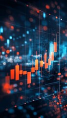 Obraz premium Abstract Stock Market Chart With City Skyline, Representing Financial Growth And Trading.