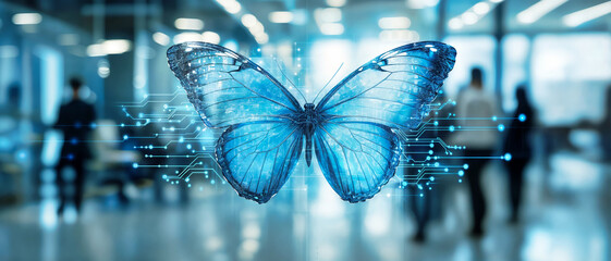 Illustration of the process of digital transformation with the symbol of a butterfly