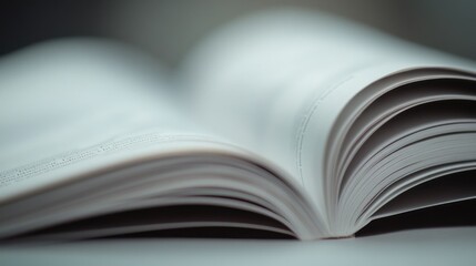 A close-up of an open book with pages slightly curled, suggesting reading or study.