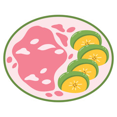 Es Pisang Ijo. A traditional dessert from Makassar, South Sulawesi, Indonesia