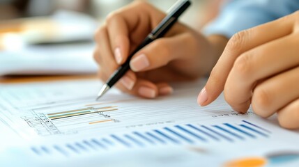 Professional Hands Analyzing Financial Data and Charts