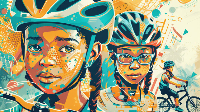 Colorful Cycling Art, Dynamic Bicycle Portraits