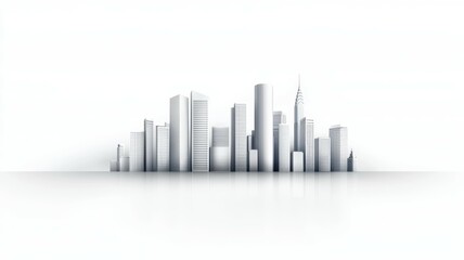 A city skyline is reflected in the water