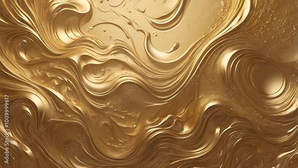 Poster abstract digital design artwork metallic textured background of a golden swirling patterns, characte