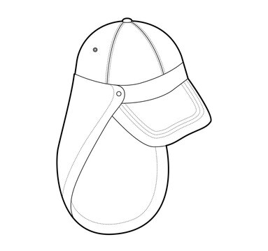 recommend clip art: Skate Sahara Cap Hat. Summer Head Fashion accessory clothing technical illustration. Vector headgear for Men, women, unisex style, flat template CAD mockup sketch outline isolated