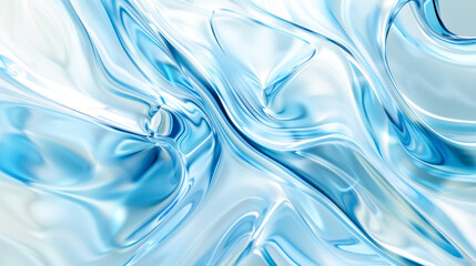 Obraz premium Abstract blue glass texture with fluid waves and reflections