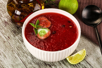 Sweet watermelon gazpacho with cucmber