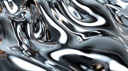 Mesmerizing Metallic Flow   Surreal Liquid Chrome Shapes in Dynamic Abstract Composition