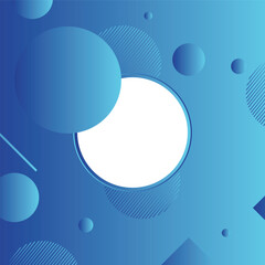 Blue gradient abstract background with fluid Circle and white Frame geometric shape.