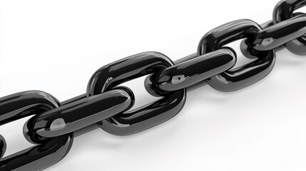 Fototapeta premium A long chain displayed elegantly, showcasing its robust links and shiny surface. The image highlights the strength and durability of the chain, making it ideal for concepts related to connection, 