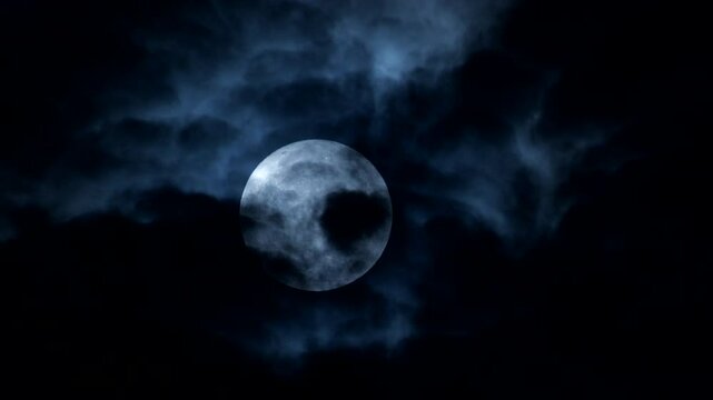 Fantastic moon in the flowing clouds. No.PLS50435-3. 4K, ProRES, 422, 10bit