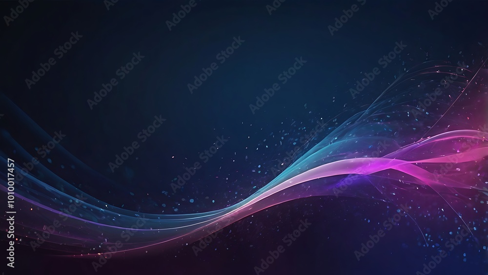 Poster abstract fractal digital design of pink and blue waves and curves with a smooth motion textured back