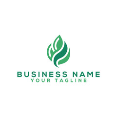 Fototapeta premium Elegant green leaf logo design for eco-friendly businesses, natural products, environmental services, and organic brands. Perfect for sustainability, agriculture, wellness, and green energy industries
