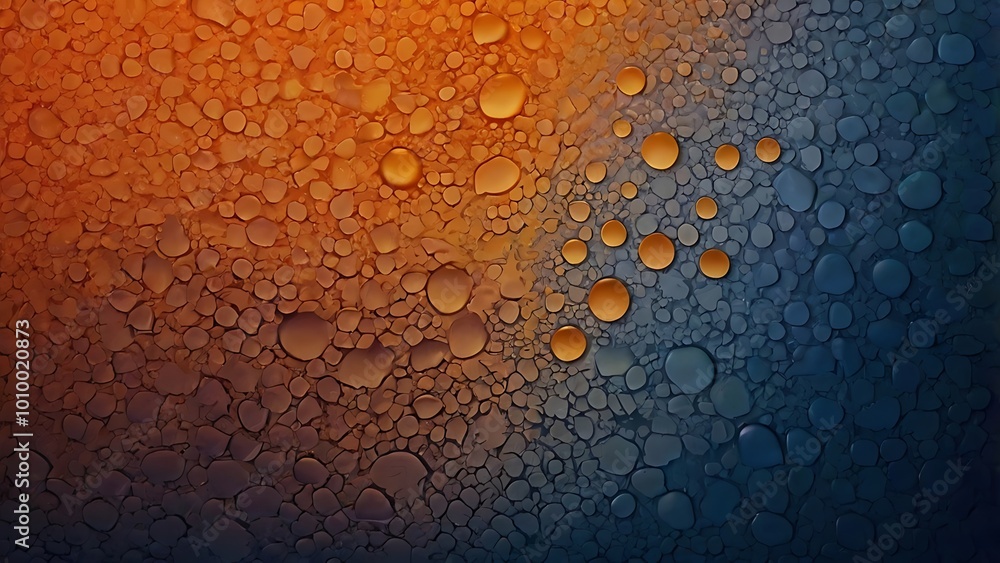 Poster abstract gradient background of a split layout with warm orange color and cool blue tones and water 