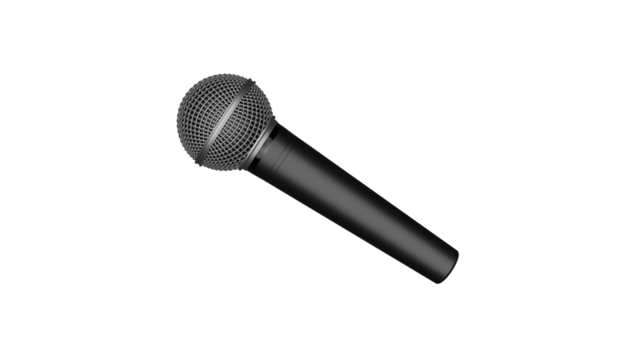 a microphone with a black body and a black cord