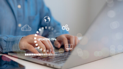 Installing update process. Software updates or operating system upgrades to keep your device up to...