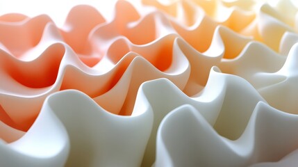 Obraz premium Pastel Dreamscape Abstract 3D Background Featuring Soft, Organic Shapes in Cream and Peach