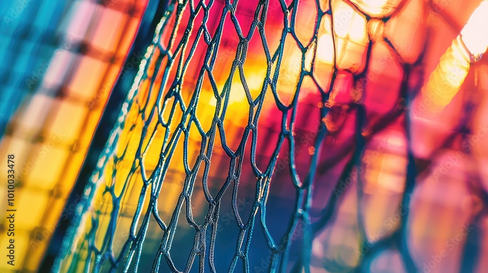 Poster abstract close-up of a mesh network with vibrant colors