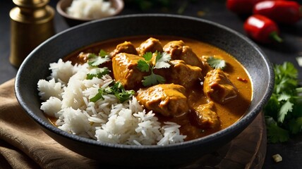 Creamy Chicken Curry with Steamed Jasmine Rice
