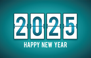 Happy New Year 2025 Flip Countdown Vector Illustration