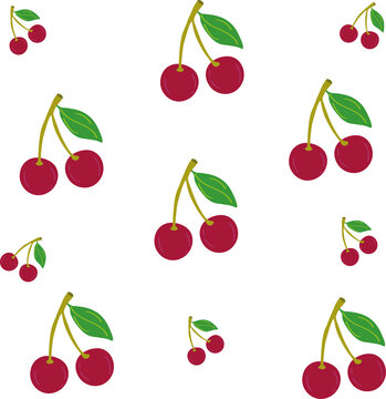 Frutas_Guindas. Ilustraci&oacute;n de guindas, cerezas. Fondo, patron de pantalla frutas