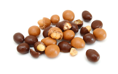Chocolate candy on white background