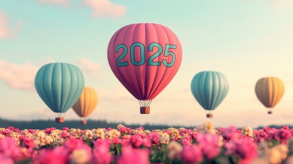 Fototapeta premium Hot air balloons with bold 