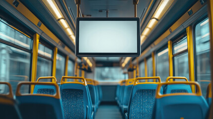 Fototapeta premium A bus with a large screen on the wall. The screen is empty