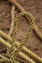 Fototapeta premium marine knot of thick brown rope