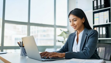 businesswoman working on laptop