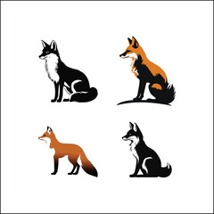 fox in the woods,animal, dog, cartoon, vector, illustration, fox