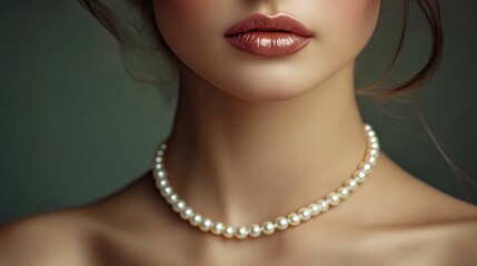 Elegant Portrait of a Stunning Woman with Pearl Necklace
