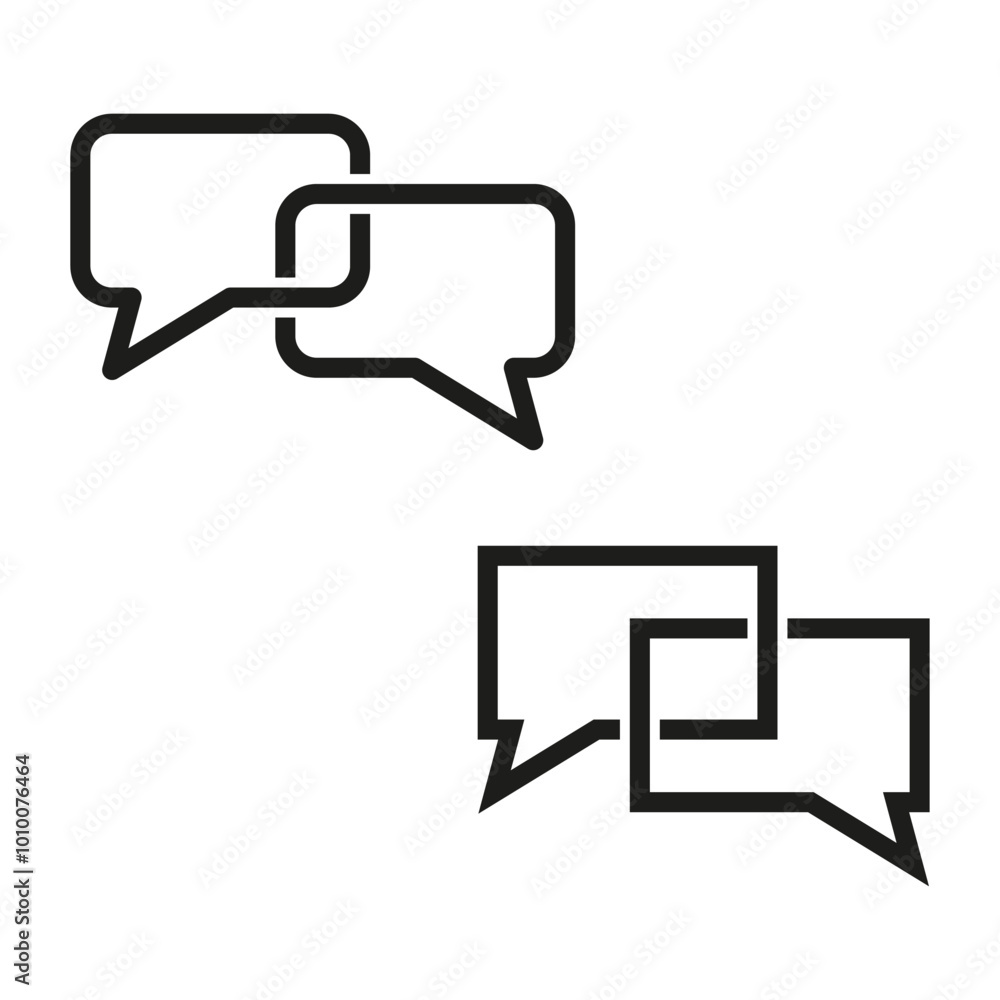 Poster chat icon set. speech bubble outlines. communication concept symbols. black minimal vector.