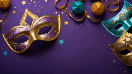 carnival mask on purple background