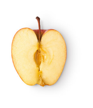 sliced red gala apple with shadow isolated on transparent background