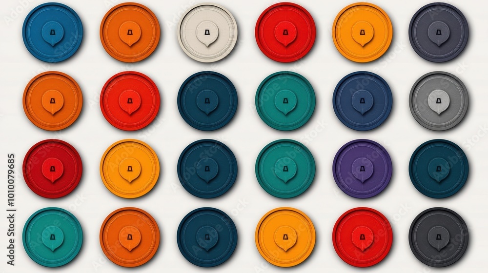 Poster colorful map pin location icons set navigation app interface design elements