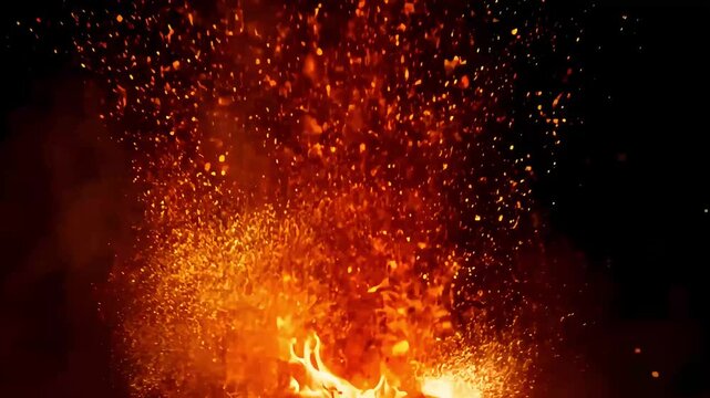 glowing red fire sparks rising dark offerin gdramatic overlay hot embers fiery particles ideal enhancing media withburning intensity carbon dust fan flames flaming fly fuel