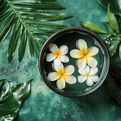 spa still life with frangipani flowers