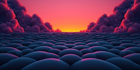 Obraz premium Abstract Sunset Over a Field of Bumpy Clouds in Pink and Blue