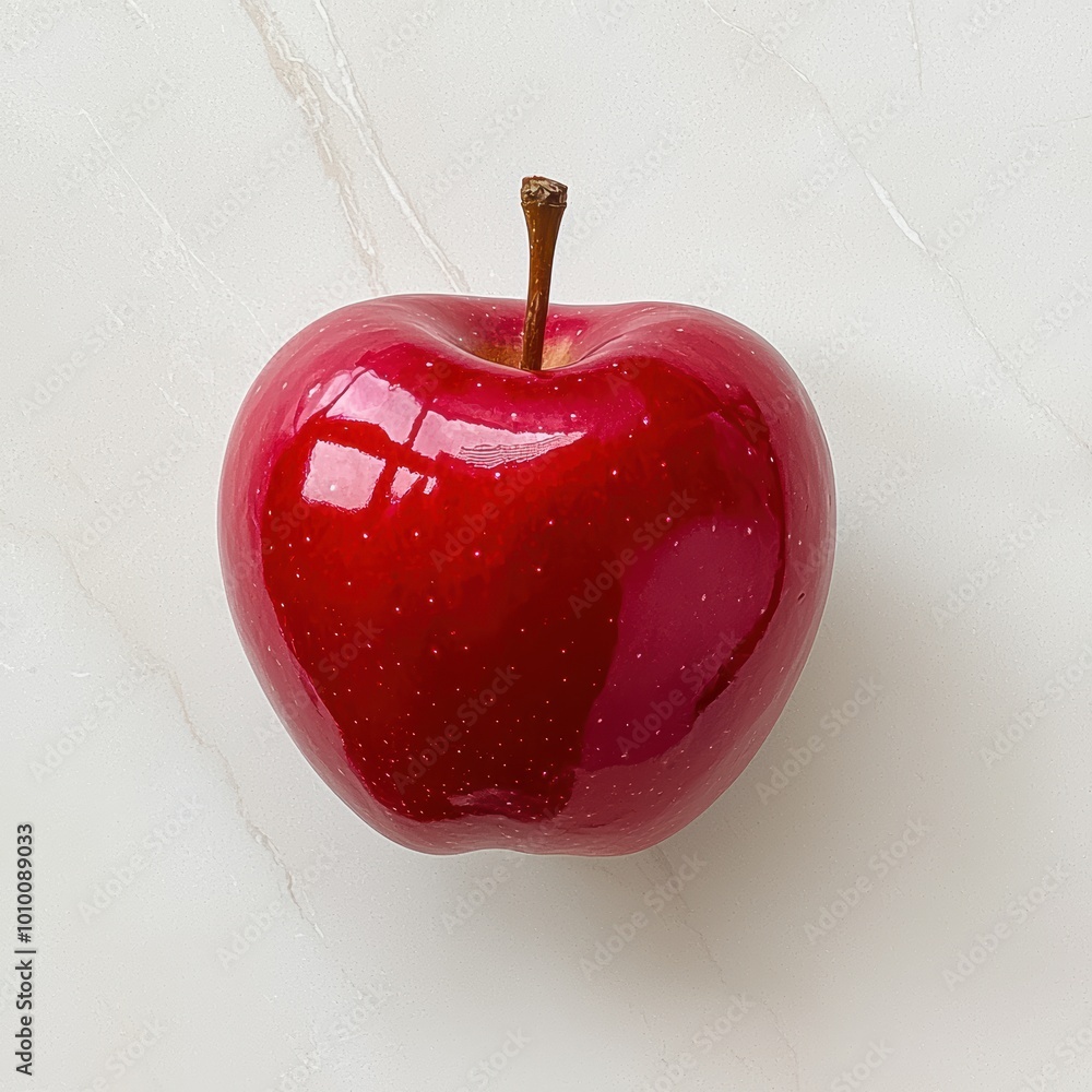 Poster Shiny red apple on white background