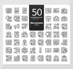 50 Icons Pack of Recruitment Linear  Set