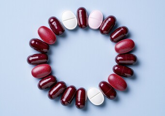 Obraz premium Assortment of red and white medical pills