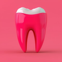 Pink Tooth with White Enamel   Dental Care Illustration