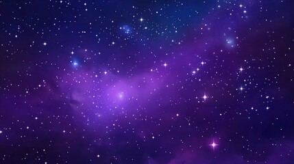 A dark blue and purple night sky with white stars and a swirling nebula.