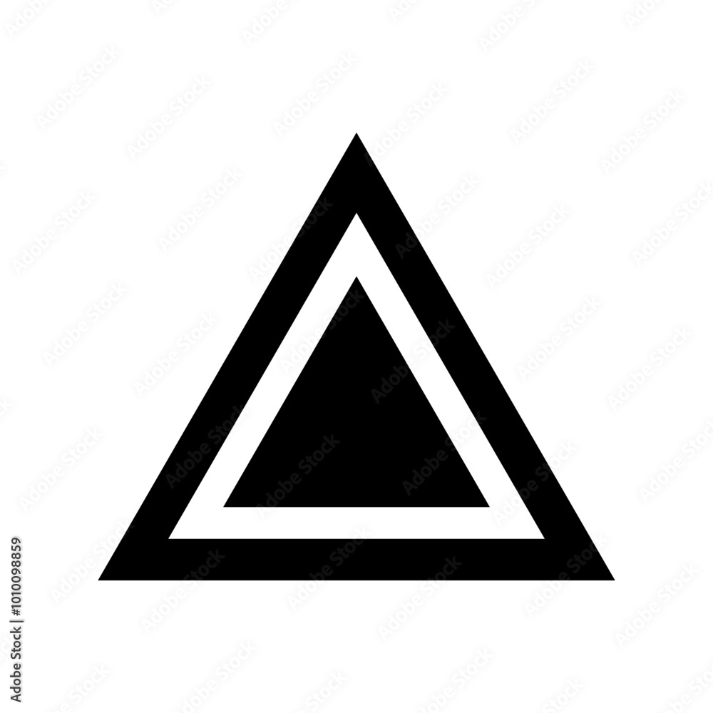 Poster triangle warning symbol. simple vector triangle. geometric black icon. alert triangle shape.