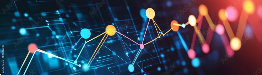Aufkleber abstract technology background with colorful lines and circles