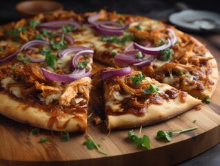A Slice of Pulled Pork Pizza with Red Onion and Parsley