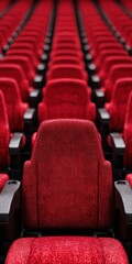 Fototapeta premium Red Theater Seats Cinema Auditorium Movie Theater Chairs Row of Seats