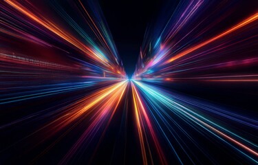 Abstract background with colorful lines converging to a vanishing point.
