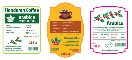 Naklejka premium Illustration of Honduran Coffee Labels template simple flat style in RGB mode color.